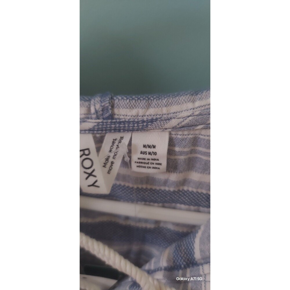 ! Roxy Paradise Calling Woven Poncho Hoodie - Blue Stripes - Women's Size M - Picture 3 of 9